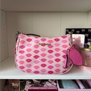 Juicy Couture Sealed With A Kiss Pink Lip Print Shoulder Bag
